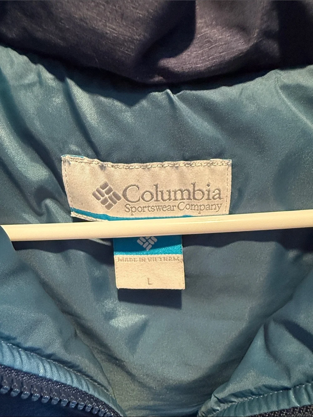 Columbia Kids Blue Quilted Hooded Vest size Large